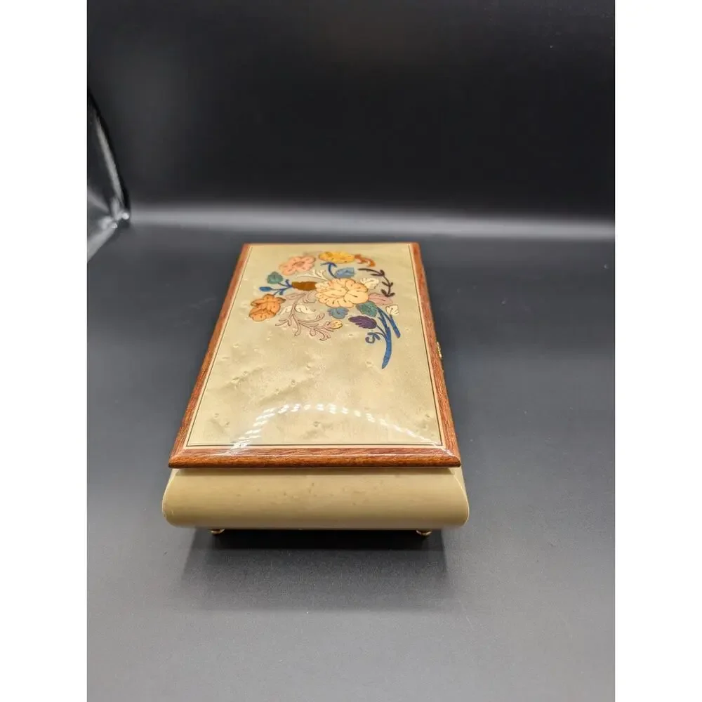 Italian Inlaid Wood Musical Jewelry Box